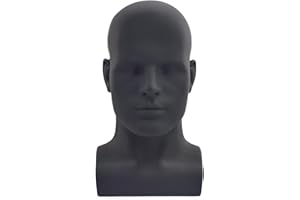 MIAOMANZI PVC Mannequin Head Black Male Manikin Dummy Stand Model Display Hat Scarf Wigs Hair Glasses Hat Beauty Styling Tool (Matte black)