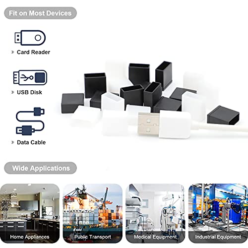 40pc USB Dust Plugs - Clear & Semitransparent Black Anti-Dust Covers For USB Ports