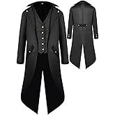 Renaissance Steampunk Tailcoat Halloween Costumes for Boys, Medieval Pirate Vampire Victorian Jacket Frock Coat Kids
