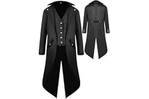 SIAEAMRG Renaissance Steampunk Tailcoat Halloween Costumes for Boys, Medieval Pirate Vampire Victorian Jacket Frock Coat Kids