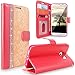 S7 Case, Galaxy S7 Case, Cellularvilla [Diamond Jewel] Embossed Flower Design Premium Pu Leather Wallet Case [Card Slots] [Stand Feature] Folio Flip Cover for Samsung Galaxy S7 (Peach Pink Bling)