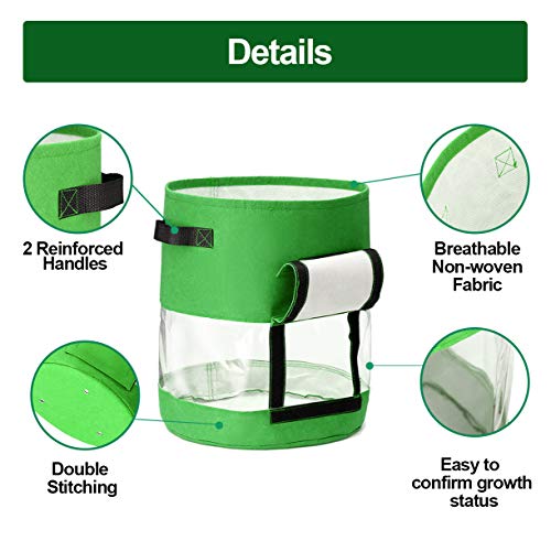CAVEEN Potato Grow Bags, 2 Pack 10 Gallon Plant Growing Bags with Flap and Handles for Potato Tomato Carrot Onion