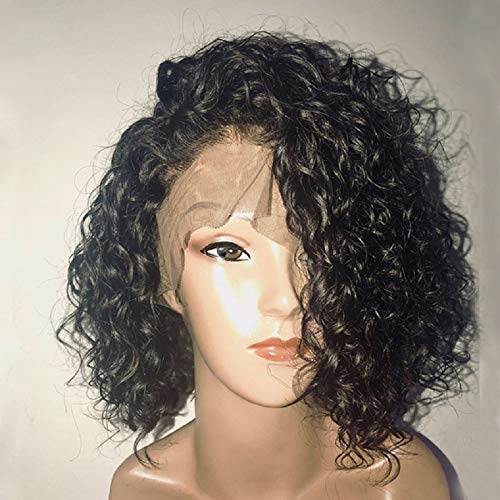 Condition photo showing New/Like New for seraphicwig glueless short curly bob lace front wig 100% brazilian human hair pre plucked with baby