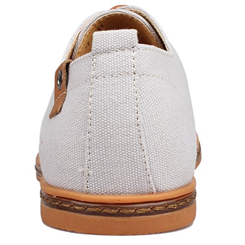 Kunsto Men's Canvas Oxford Shoes Lace up US Size 9.5 Light Grey
