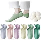 pzq 6 pairs 100% Cotton Thin Socks Women No Show Casual Lightweight Low Cut Ankle Socks Non Drop Heel Soft Breathable 4-8