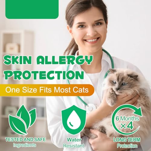 Collar for cats, 4 Packs Adjustable Pheromone Collars, para Gatos, Pack de 4 en Gris, Ajustable y Resistente al Agua para Gatos, Collar Protector Natural.
