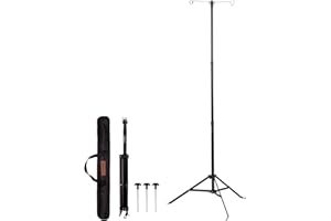 喜马拉雅 Camping Folding Lamp Pole, Lightweight Collapsible Aluminum Lantern Stand, Outdoor Portable Lamp Post Hanging Light Holder Stick for Picnic Hiking Fishing BBQ (Tripod Stand)