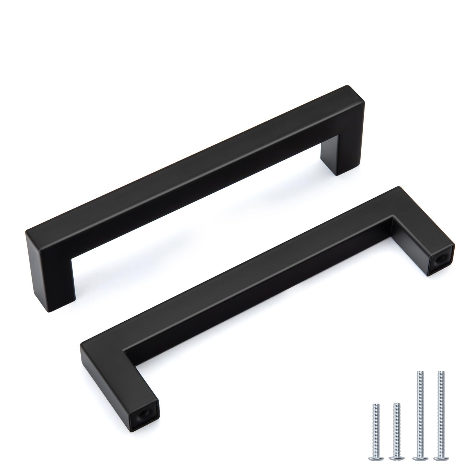 Goldenwarm 20 Pack 5inch(128mm) Black Cabinet Handles Matte Black Cabinet Pulls Stainless Steel Drawer Handle Modern Kitchen Hardware Cabinets Cupboard Image