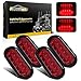 Partsam 4Pcs 6 Inch Red Oval Led Trailer Tail Lights 10 LED Sealed Stop Turn Tail Brake Lights 10 LED Flush Mount Hardwired with Rubber Grommet Waterproof 12V(Not Plug and Play)