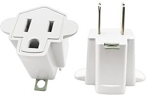 3 Prong to 2 Prong Adapter,YOELVN 3-2 Prong Grounding Outlet Converter, Portable Fireproof 200℃ Resistant Wall Outlet Plug Adapter,Three Prong Adapter Plug for Household,2 Pack,Ivory White