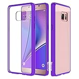 Galaxy Note 7 Case, Bastex Rugged Slim Fit Shockproof Rubberized Plastic Crystal Clear Back Panel Flexible Purple Bumper TPU Case Cover for Samsung Galaxy Note 7