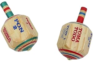 LEOS IMPORTS Toma Todo Traditional Mexican Pirinola Wooden Spinning Top Game, 3 Inch, Set of 2, Handcrafted Game for Parties or Cinco de Mayo