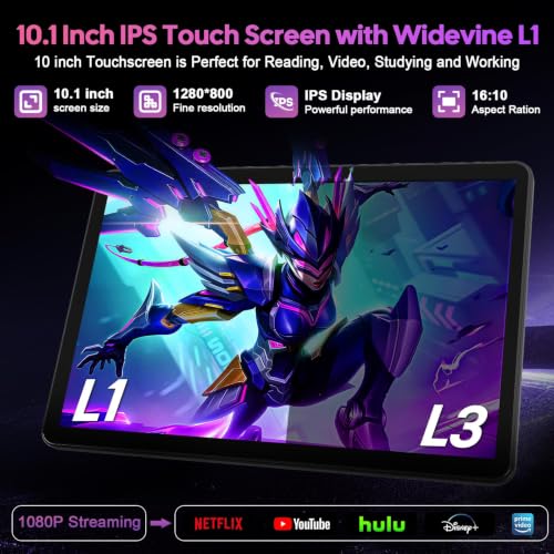 Android tablet 10 inch, 2026 Android 16 Tablet with Keyboard, 26GB+256GB (2TB Expand), Gemini AI Tablet with 8-Core, 8000mAh, 5G WiFi, Widevine L1, 2 in 1 Tablets PC with Case/Mouse/Stylus-Black Case