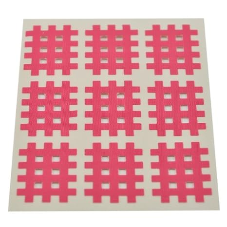 Medicalcorner24 Kinseologie Gittertape 2,7 cm x 2,1 cm 10 Bögen in Pink, Cross Patches, Cross Tape