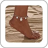 Iaceble Boho Disc Coin Anklet Bracelet Cowrie Shell Anklet Chain Silver Round Disc Anklet Bracelets Sea Shell Foot Chain Anklet Summer Beach Anklets Jewelry for Women