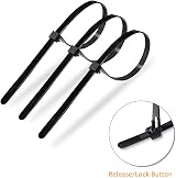 Meccion 100 Piece Releasable Cable Ties Heavy Duty Nylon 250mm Black view 2