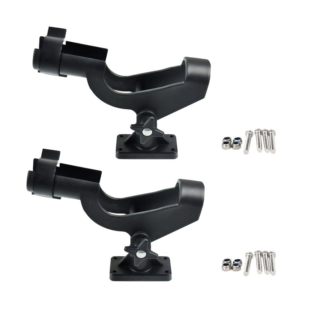 NUZAMAS Set of 2 Fishing Rod Holder Adjustable Horizontally/Vertically 360 Degrees Rotatable Side Rail Mount Kayak Boat Mounting With Screws