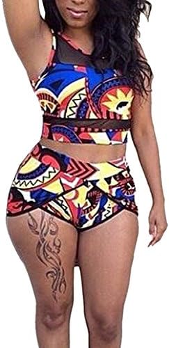 YOCKE Women's African Tribal Printed 2Pcs Bikini Swimming Suit Swimwear(XXL)