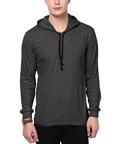 Katso Men's Cotton Hooded T-Shirt Dark Grey_Small