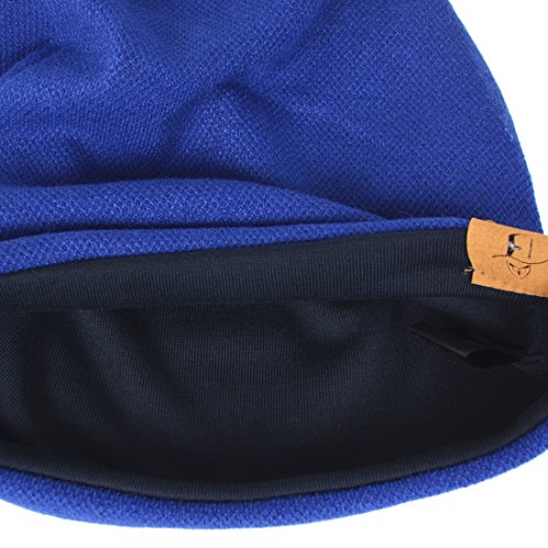 Men's Cool Cotton Beanie Slouch Skull Cap Long Baggy Hip-hop Winter Summer Hat (Blue)