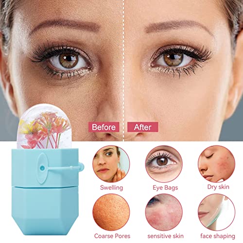 Ice Mold for Face, 2 Shapes Design Ice Roller for Face and Eyes, Silicone Material, Reusable Facial Ice Roller for Tighten Skin, De-Puff Eye, Remove Fine Lines