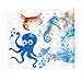 WARRAH None-Slip Tub Kids Bath Mat - Premium Square Anti-Slip Shower Mat,Cool Slip Resistant Bathroom Floor Bathtub Mats for Babies,Children,Toddler (Blue Octopus)