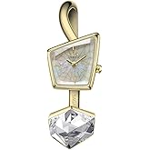 SAGA Illusion Women's Luxury Cuff Bangle Quartz Watch, Shaped Mineral Case, Swiss Ronda Quartz Movement, 30M Water Resistant, 316L Stainless Steel Bracelet with Danube Crystals