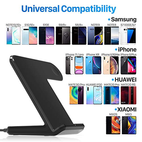 MQOUNY Wireless Charger,2 in1 in 1 Wireless Charger Stand,Charging Station Compatible with iWatch Series 5/4/3/2/1,Fast Wireless Charger Compatible with iPhone 8/X/XR,Samsung S10 All Qi Phones(Black) - Thumbnail 6