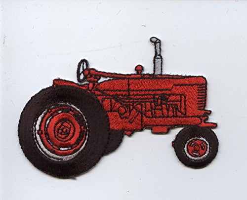 Red Farm Tractor Iron on Embroidered Patch
