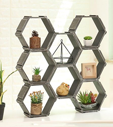 CAIJUN The walls Plant shelves hexagon combination Suspension flower rack Multifunction Display stand Decorated, 10.4 inches long and 9.2 inches high organizer (Size : 8 pieces)