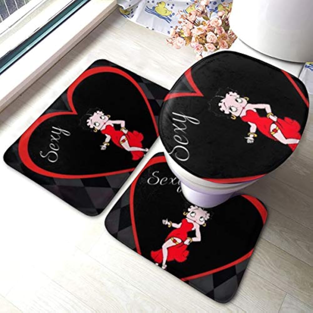 Betty Boop Bathroom Mats 3 Piece Rugs, Anti-Skid Toilet ...
