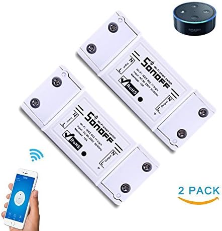 ACEMAX SONOFF Smart Wifi Switch Wireless Remote Control, iOS&amp;Android Compatible, Compatible with Alexa, Google Home Assistant, NEST, IFTTT Supporting 2pack