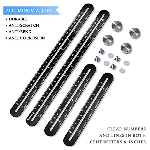 Wondruz Multi Angle Measuring Ruler, Premium Aluminum Alloy Ultimate 836 Template Tool/Layout Tool Measurement for Handymen, Builders, Craftsmen, DIY-ers (Black)