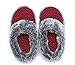 Ofoot Women's Cashmere Knitted & Plush Memory Foam Anti-slip Indoor Slippers with TPR Sole (9-10 B(M) US, Red with Black Stripe)