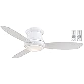 Minka-Aire F518L-WH, Concept II LED White Flush Mount 44" Ceiling Fan with Light and Additional Remote Control