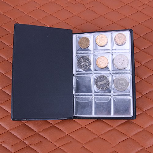 Whitelotous 120 Coin Storage Collecting Holders Penny Pockets Money Album Book (Blue) - Thumbnail 2