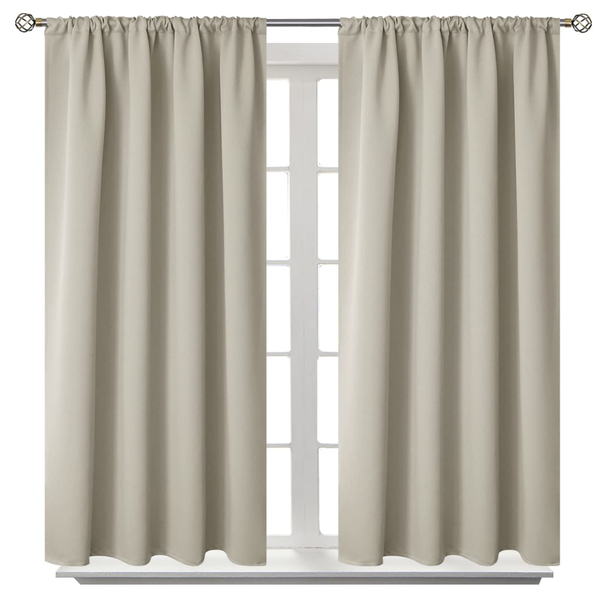 BGment Rod Pocket Blackout Curtains for Bedroom - Thermal Insulated Room Darkening Curtain for Living Room, Light Camel, 42 x 54 Inch, 2 Panels Image