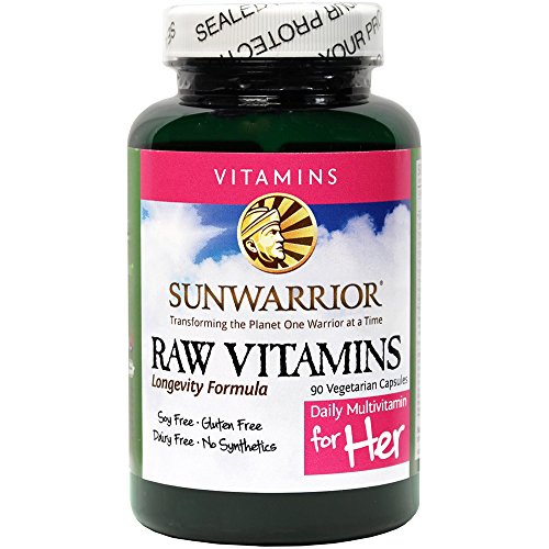 Sunwarrior - Raw Vitamins, Vegan Longevity Formula with Enzymes & Probiotics, Energizing, Plant-Based Vitamins & Minerals, for Her, 90 Capsules Sunwarrior - Raw Vitamins, Vegan Longevity Formula with Enzymes & Probiotics, Energizing, Plant-Based Vitamins & Minerals, for Her, 90 Capsules