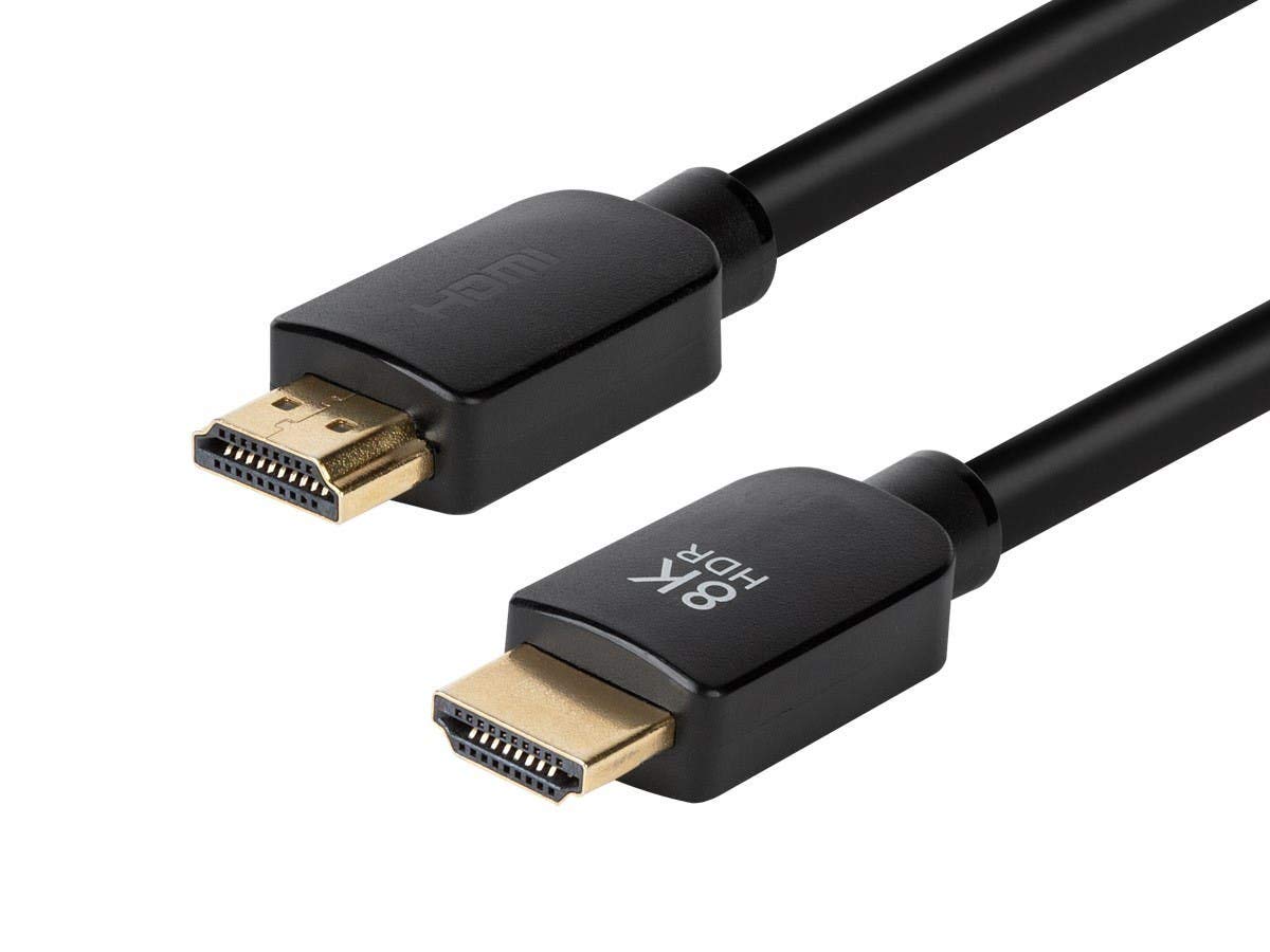 Monoprice 8K Ultra High Speed HDMI Cable - HDMI 2.1, 8K@60Hz, 4K@120Hz, 48Gbps, HDR, VRR, 15ft, No Logo, Black- Pack of 1