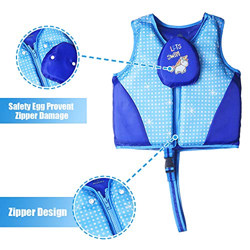 Megartico Kid's Life Jacket Dinosaur Swim Vest Buoyancy Swimwear Boys Swim Trainer Girls Adjustable Safety Strap - Zipper Aid Learn to Swim