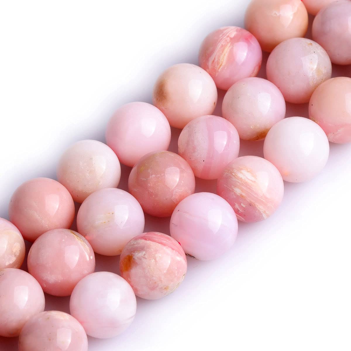 Gem-Inside Natural Multi-Color Pink Opal Stone 10mm 38pcs Round Beads for Jewellery Making Strand 15" Beaded Semi Precious Gemstone DIY Handmade Craft Supplies