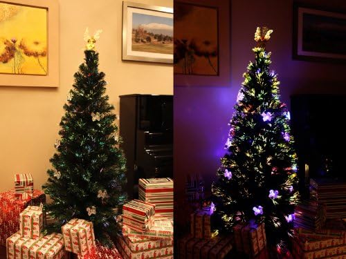 6 FT PRE-LIT MULTI COLOR LED LIGHTS &amp; FIBER OPTIC CHRISTMAS TREE WITH ANGEL TOPPER