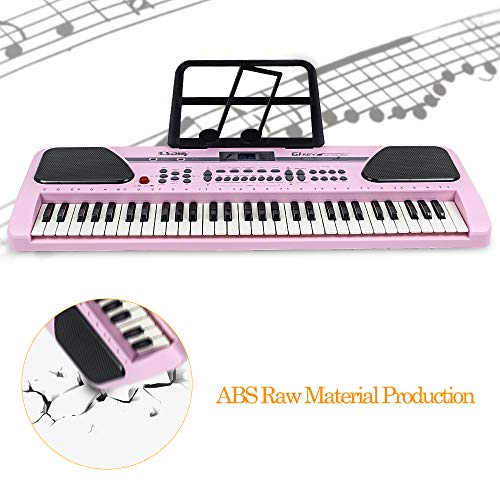 MBQMBSS 61 Key Electronic Keyboard Piano Electric Piano Potable Electric Piano Keyboard Beginner Electric Piano Learning with Microphone&USB Cable&Music Stand for Kids Teens