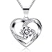 B.Catcher Necklace Silver Jewelry for Women You are The Apple of My Eye Cubic Zirconia Heart Pendant with Chain