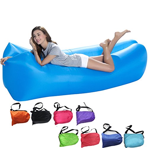 GuDoQi Inflatable lounger 210D Nylon portable waterproof air beds sleeping sofa couch for travelling, camping, beach, park, backyard