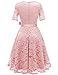 DRESSTELLS Short Bridesmaid Scoop Floral Lace Dress Cocktail Formal Party Dress Blush 3XL