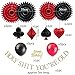 Easy Joy Las Vegas Casino Themed Birthday Party Decoration Poker Party Happy Birthday Cake Topper Glitter Gold Holy Shit You're Old Banner and Latex Balloons, Black Red