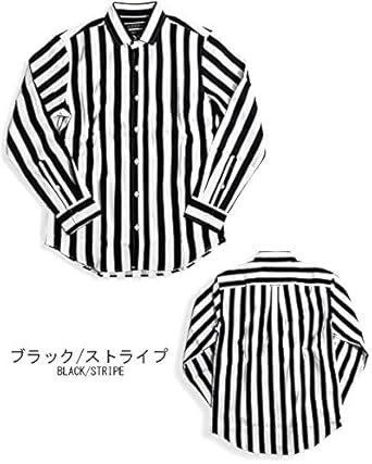 Amazon Quintetto クインテット ストライプ 長袖シャツ メンズ 白黒 シャツ モノトーン 日本製 01 シャツ 通販