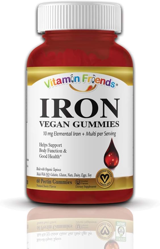 Amazon Com Vitamin Friends Adult Iron Gummies Vegan Kosher Allergen Free Iron Gummy Supports Healthy Iron Levels Without Nausea Or Constipation Health Personal Care