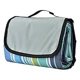 Picnic Mat Cozyswan 59''x79'' Picnic Blanket Striped Handy Beach Mat with Strap Mildew Resistant and Waterproof for Picnic